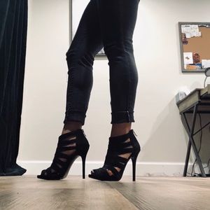 Black strappy heels